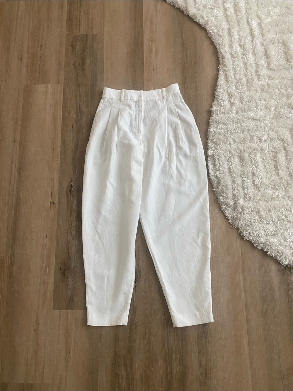 ZARA PLEATED BALLOON PANTS ZW COLLECTION OYSTER-WHITE - Picture 6 of 8